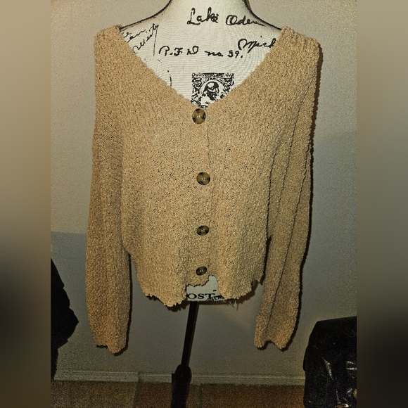 Social Standard By Sanctuary Womans Tan Cardigan Sweater Size L - Picture 1 of 11